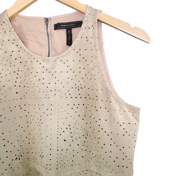 BCBGMaxAzria Y2K Top Women’s Size Small Faux Suede Sleeveless Tank Tan Beige - Picture 7 of 10
